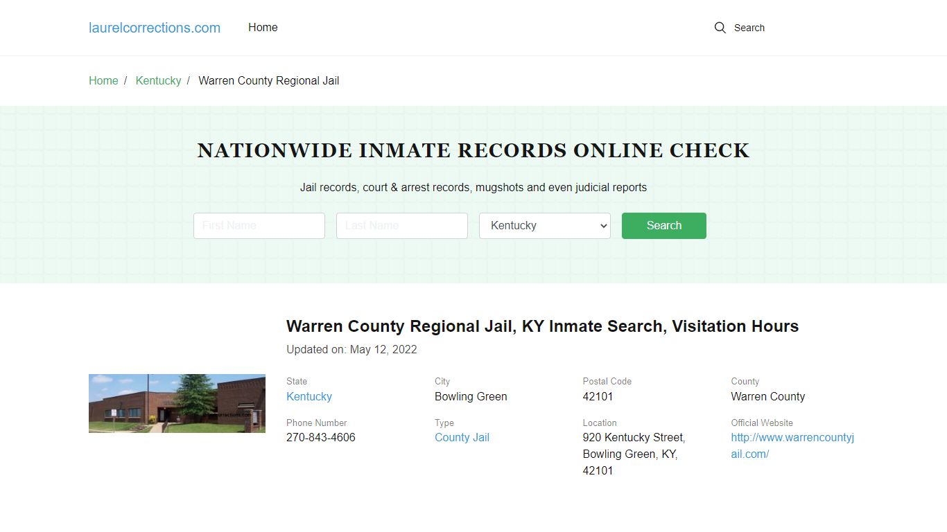 Warren County Regional Jail, KY Inmate Search, Visitation Hours